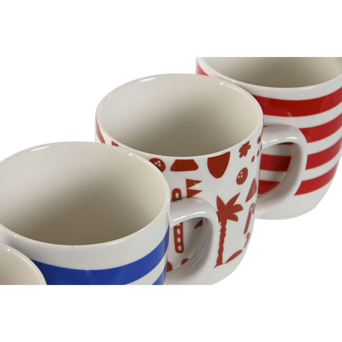 Mugg Home ESPRIT Blå Röd Porslin Boho 380 ml (4 antal)